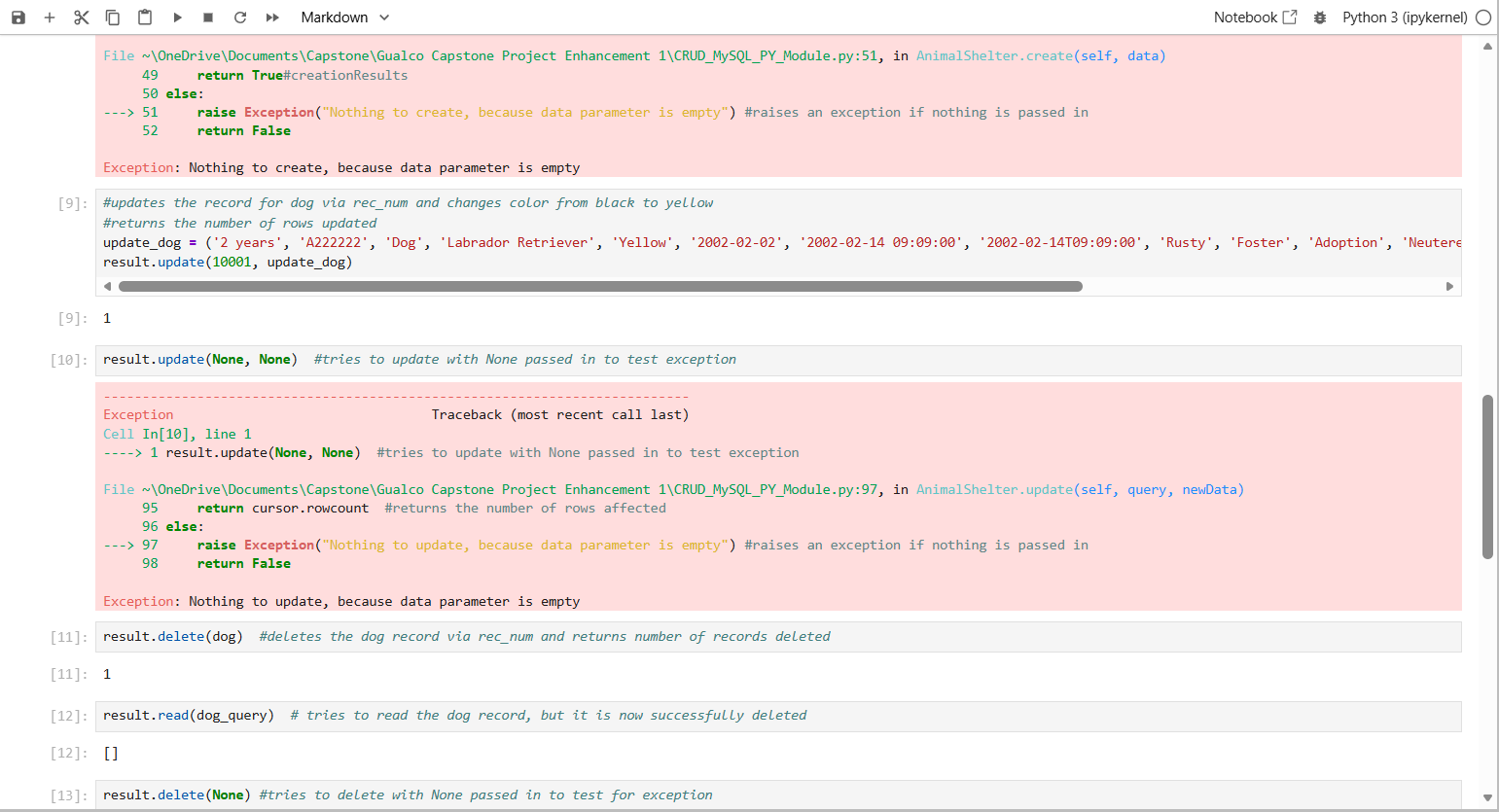 First Screenshot of the Testing Script in Jupyter Notebook